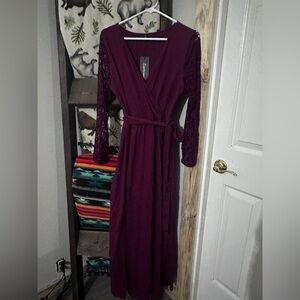 Dress with mesh sleeves